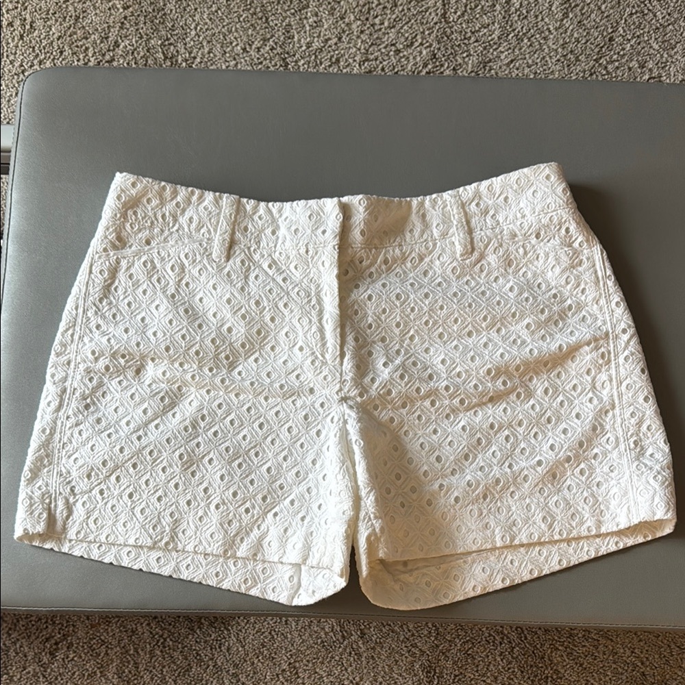 White House Black Market Elegant White Eyelet Shorts